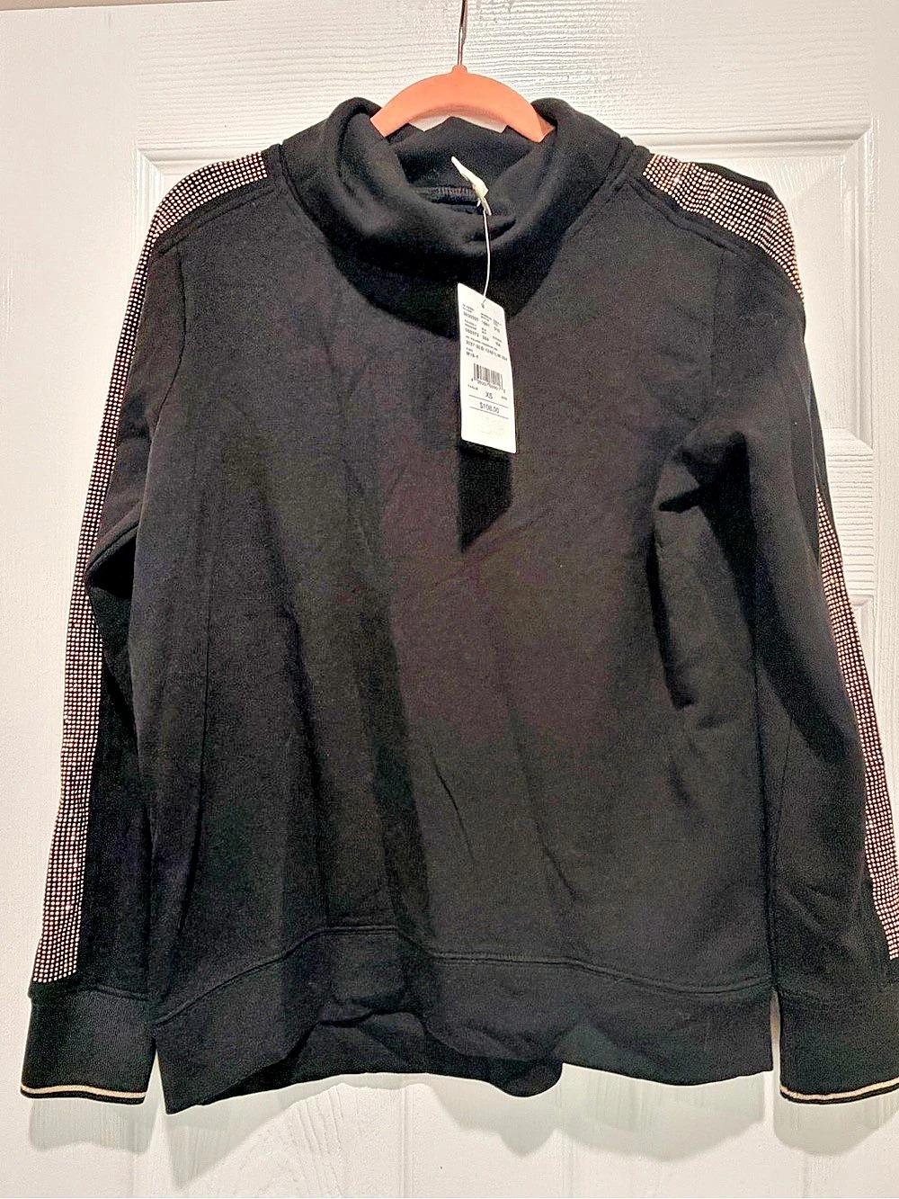 Laura Embellished Sleeve Sweatshirt in Black Size XS NWT